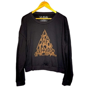 Def Leppard XXL black‎ animal print graphic cropped long sleeve sweatshirt too